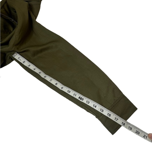 EILEEN FISHER Olive Green Bomber Jacket tencel-linen utility - Picture 7 of 7